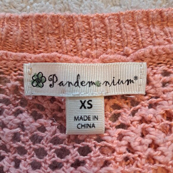 Pandemonium Coral Pink Open Knit Dolman Sleeved Sweater Size XS - Picture 5 of 6